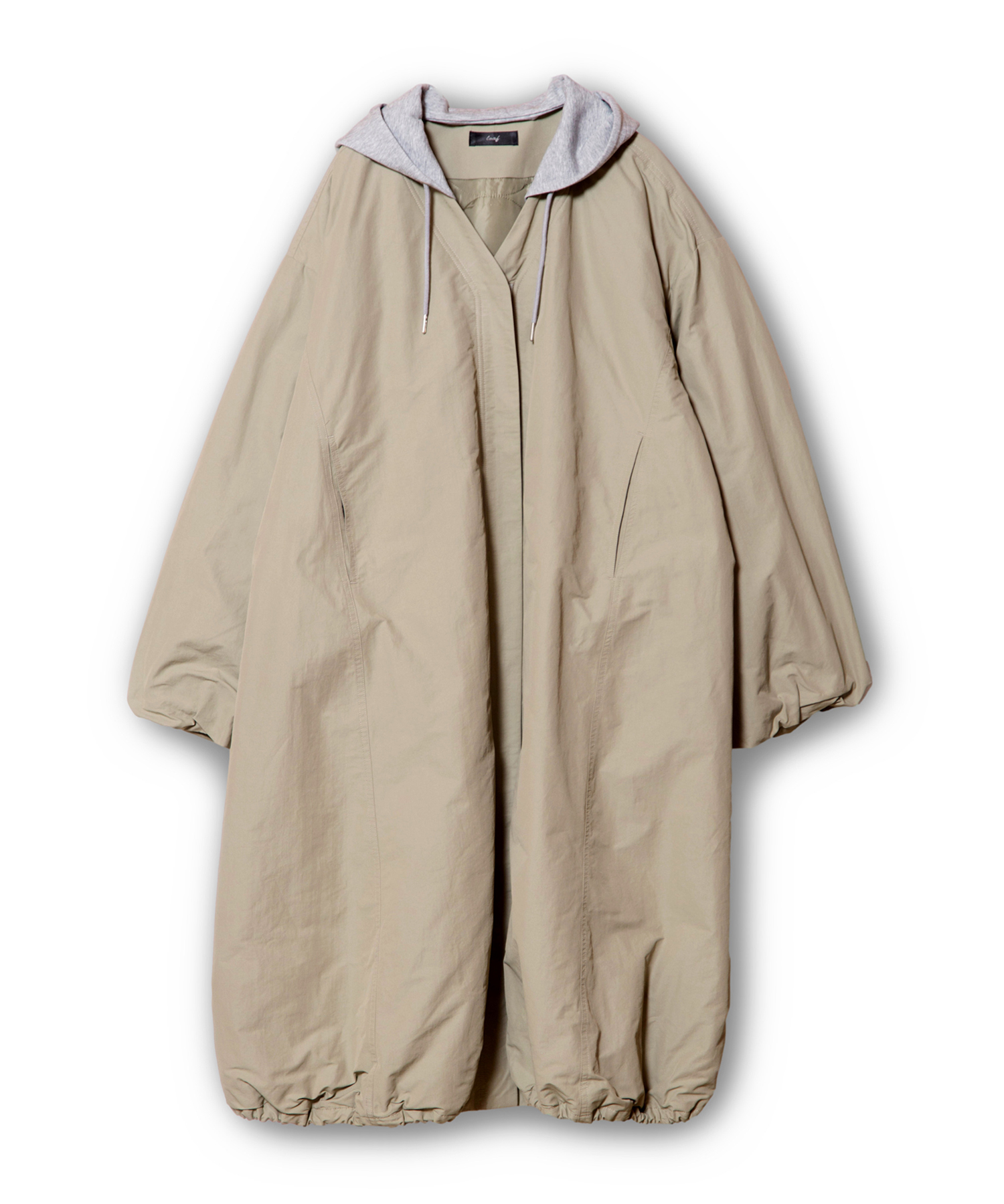 HOODED BALLOON COAT color:L.KHAKI