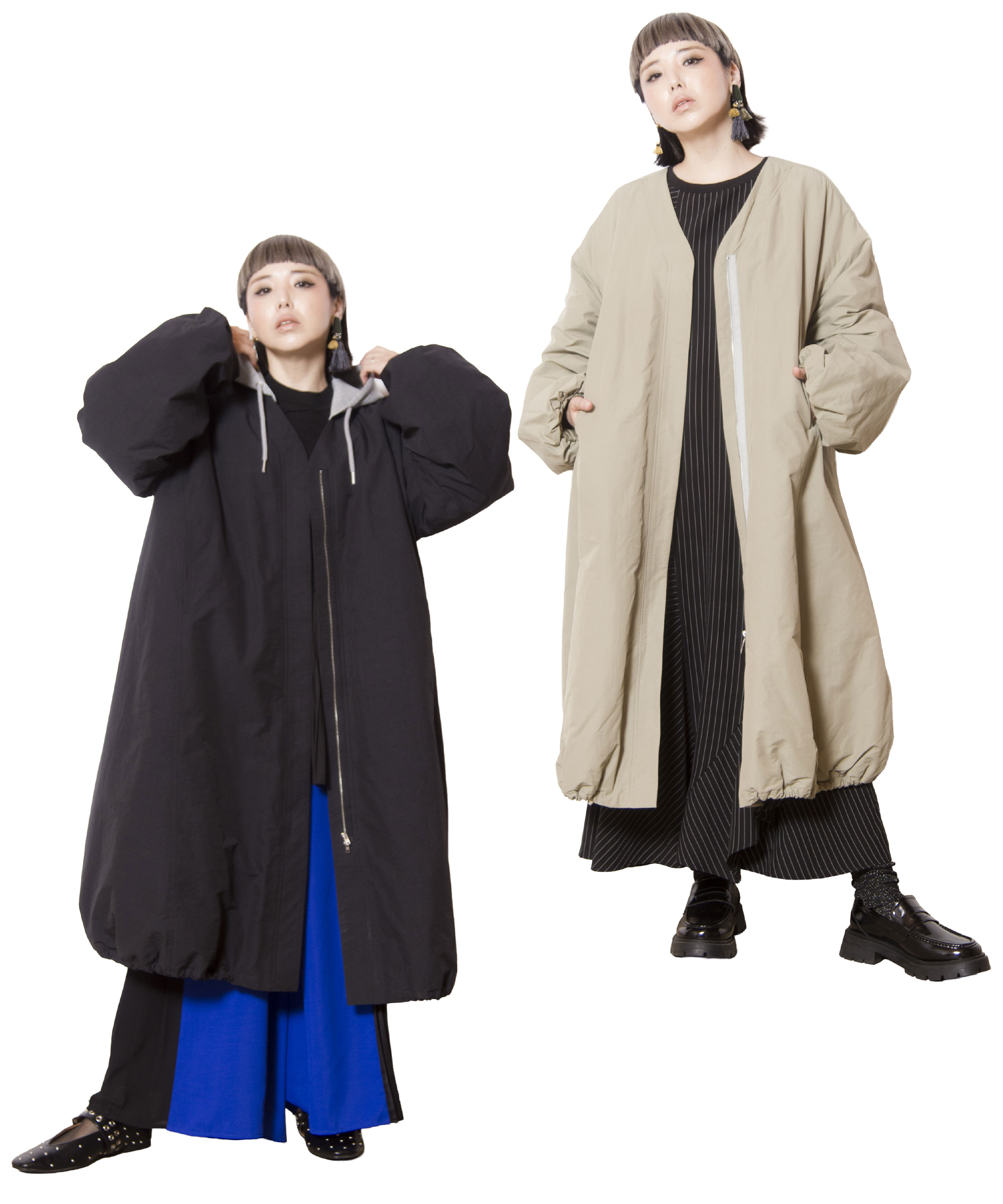 HOODED BALLOON COAT 2style