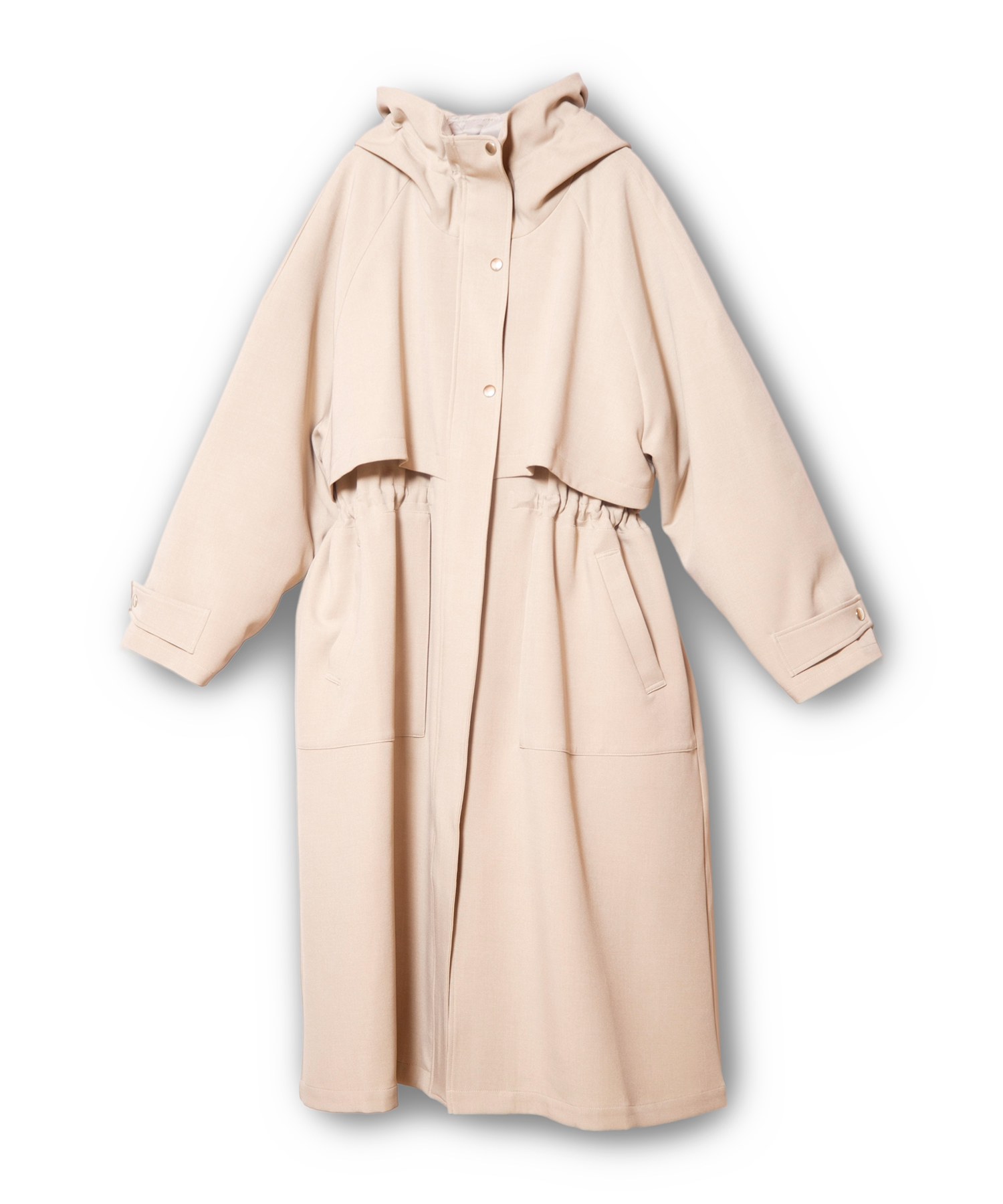 HOODED COAT WITH LINER color:L.BEIGE