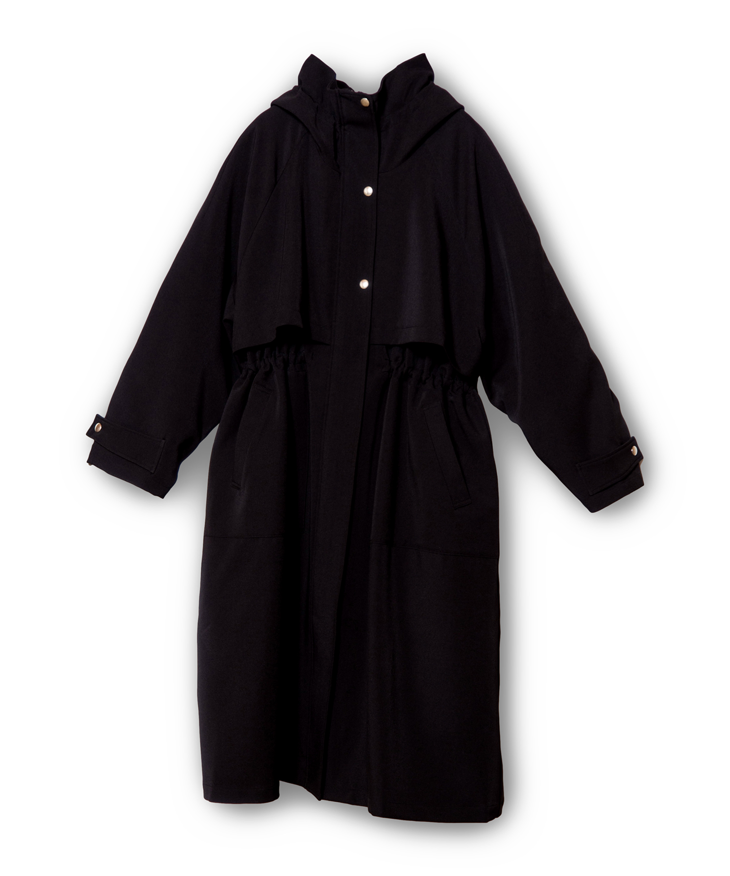 HOODED COAT WITH LINER color:BLACK