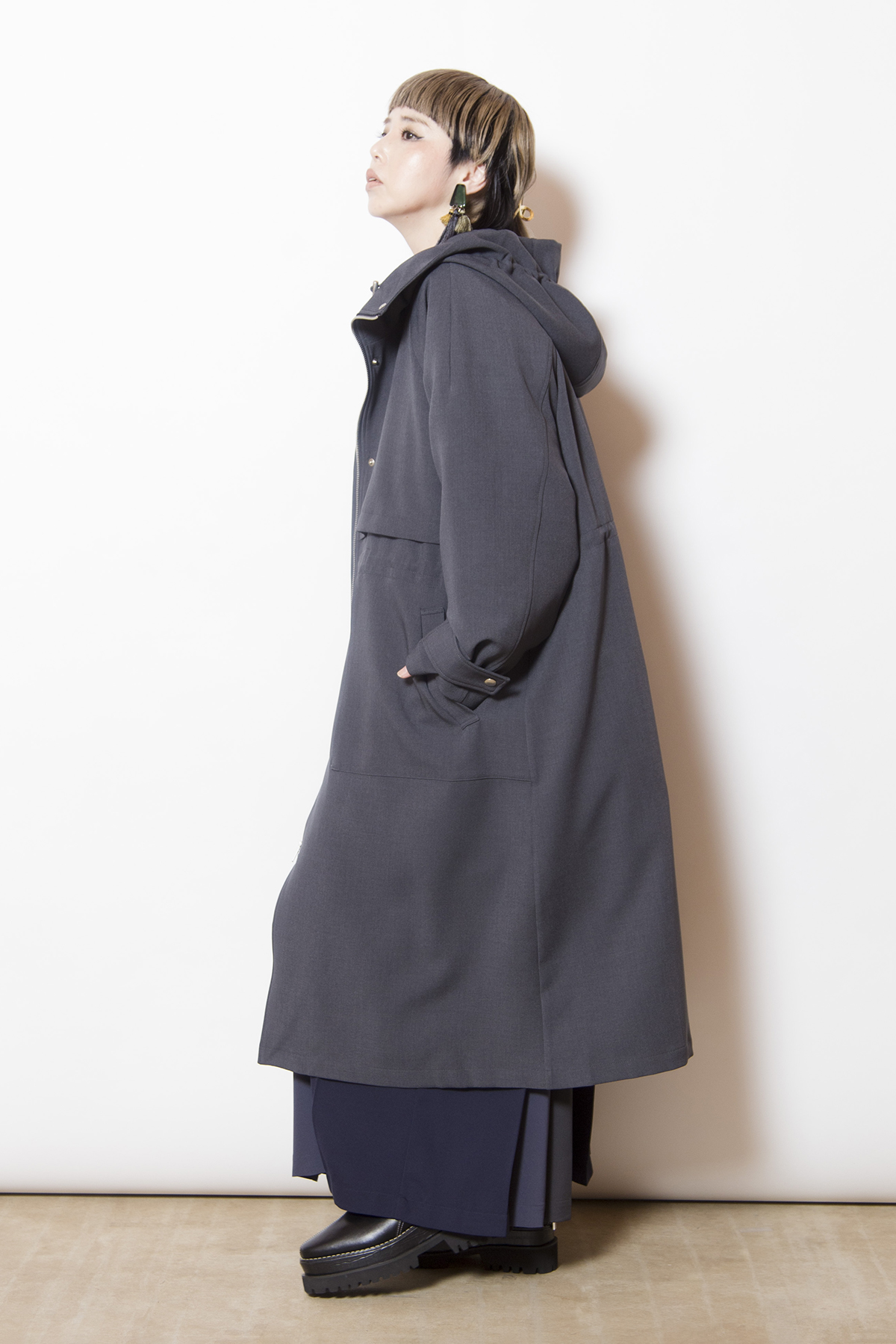 ライナー付フーデッドコート着用画像