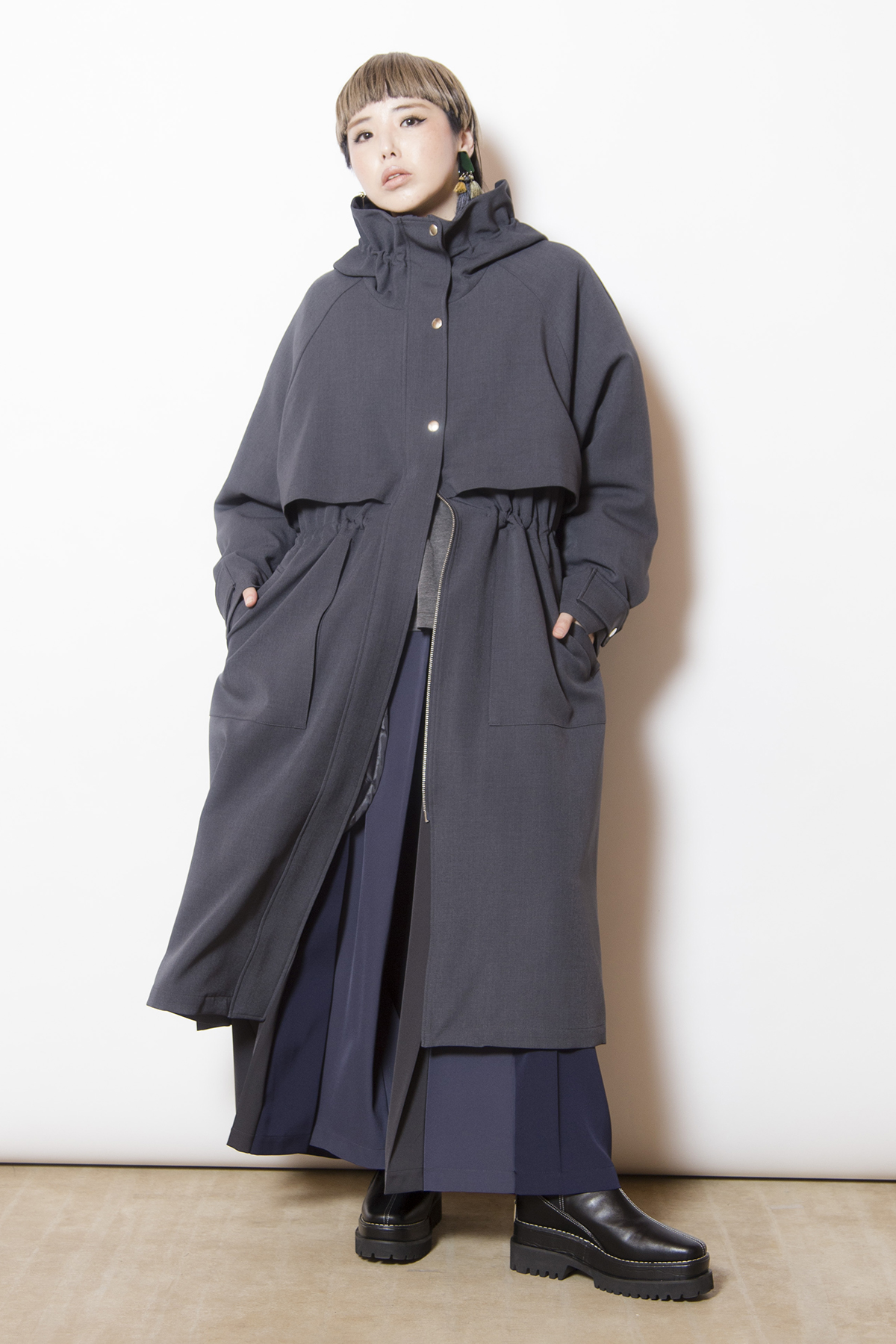 ライナー付フーデッドコート着用画像