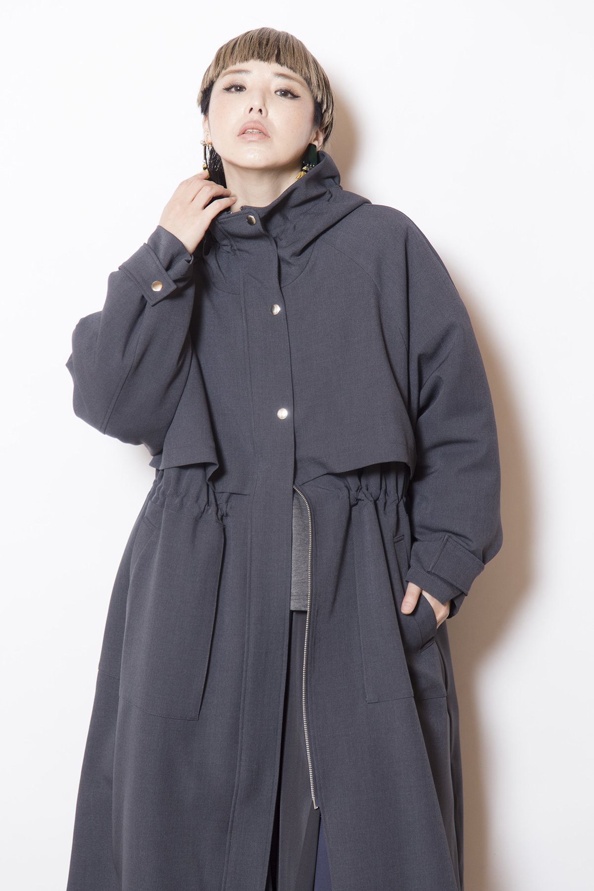 ライナー付フーデッドコート着用画像