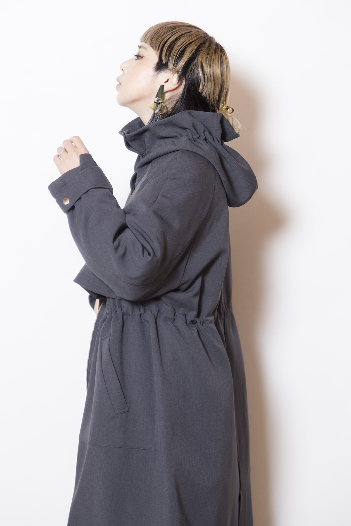 ライナー付フーデッドコート着用画像