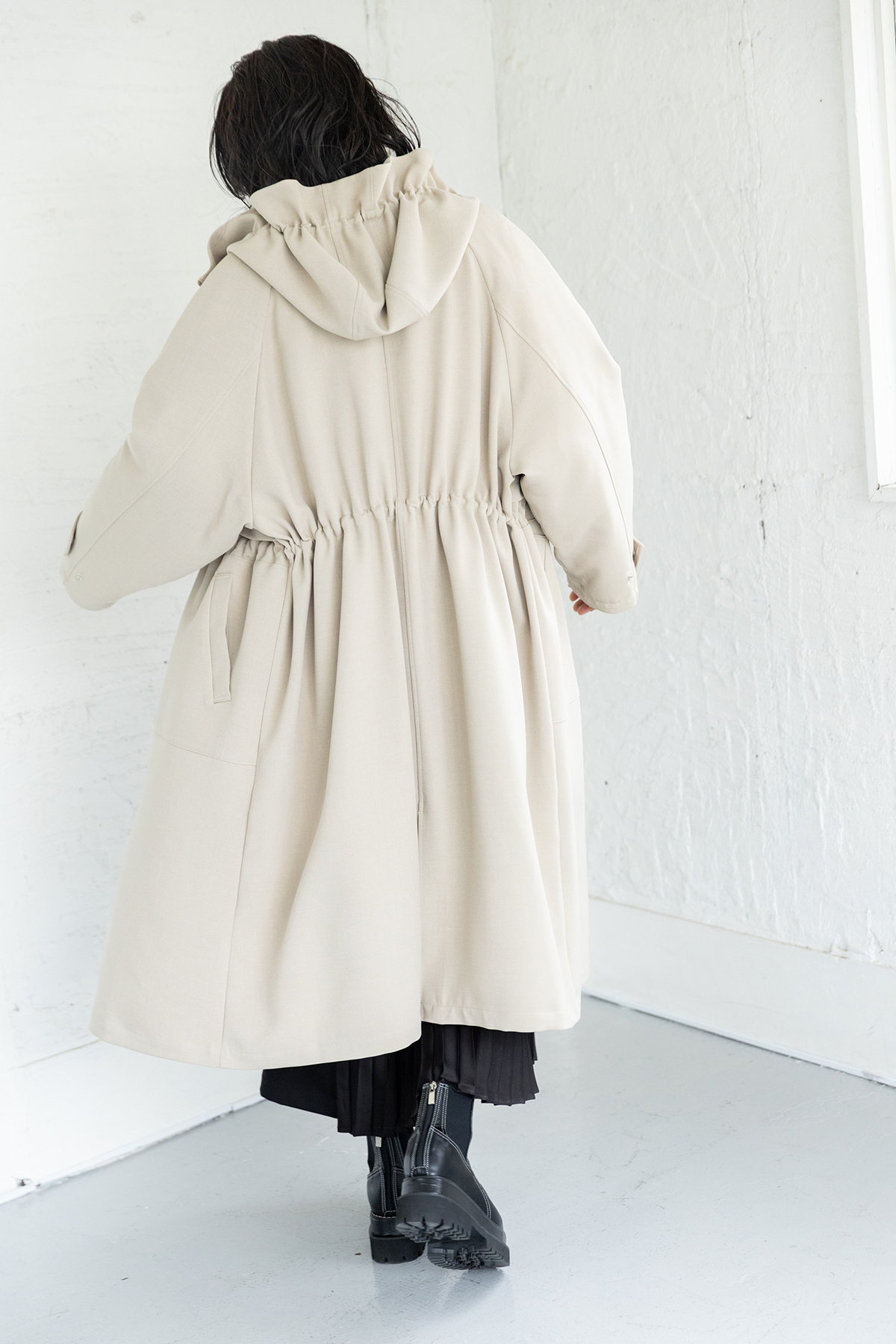 ライナー付フーデッドコート着用画像