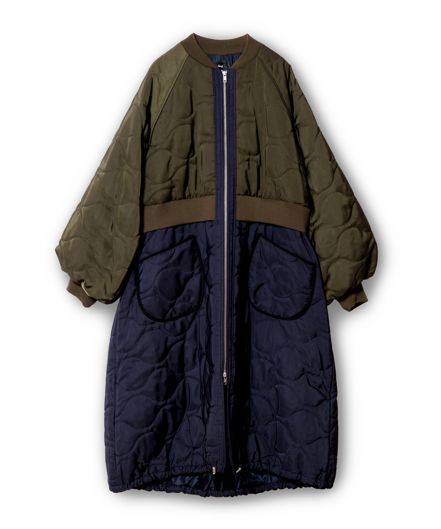 QUILTED LONG BLOUSON color:KHAKI