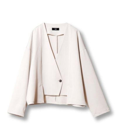 kayMe ホワイト ノーカラーショートジャケット kayMe ホワイト ノーカラーショートジャケット ジャケット・アウター