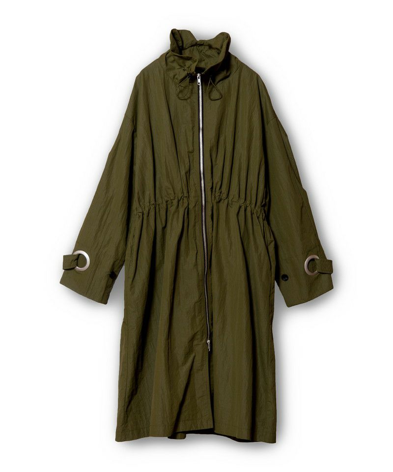 OSMOSIS loafリブ切替ビッグフレアーコート　カーキ OSMOSIS（オズモーシス）の「バイカラービッグフレアーコート